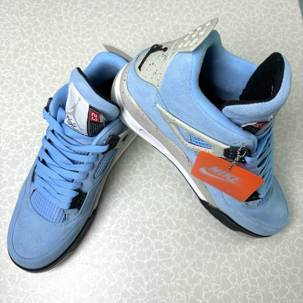 Brand New Retro 4 University Blue -Men's Sleek Trainers Sneakers Shoes - Picture 3 of 6